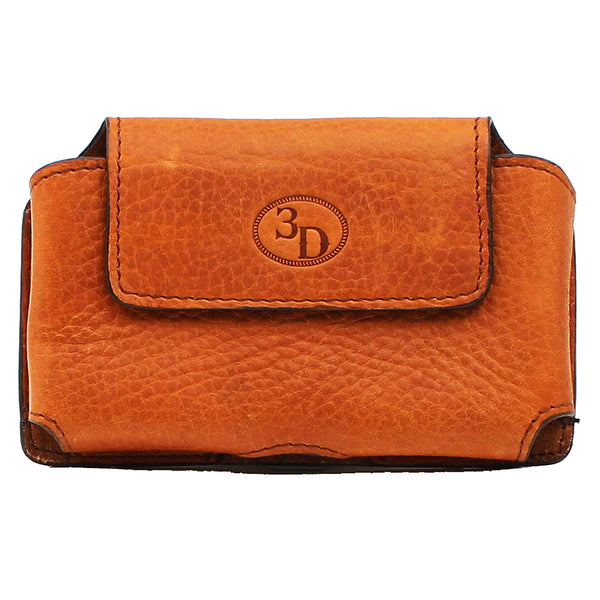 5-1/2 In X 3-1/2 3D Phone Case Leather Logo Medium Brown - Uhorse