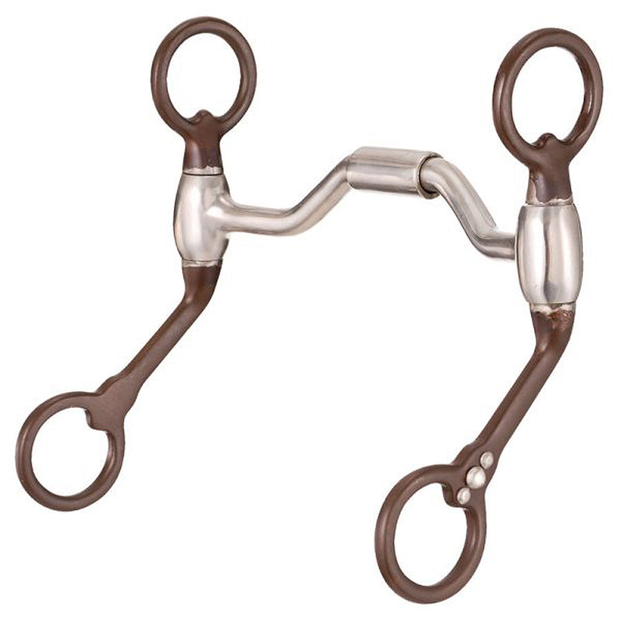 5 In Mouth Tough 1 H. Bit Low Port W/ Antique Brown Cheeks by Hilason – Cowboy and equestrian accessories