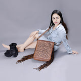 American Darling ADBG507BR Large Crossbody Hand Tooled Genuine Leather Women Bag Western Handbag Purse