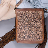 American Darling ADBG507BR Large Crossbody Hand Tooled Genuine Leather Women Bag Western Handbag Purse