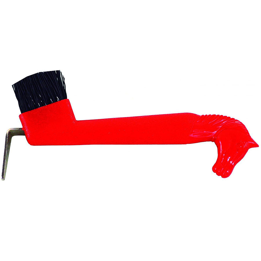 Hilason Horsehead Hoof Pick with Brush Durable Long Lasting Red - Uhorse
