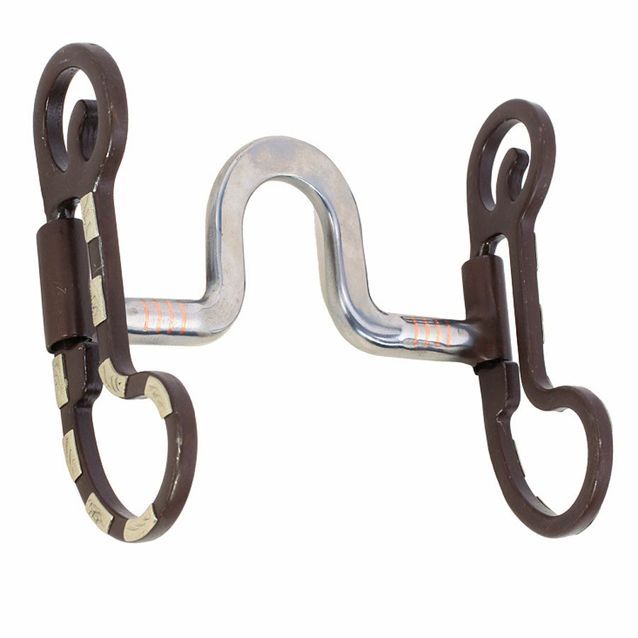 Metal and black leather horse bit with connector loops - Uhorse