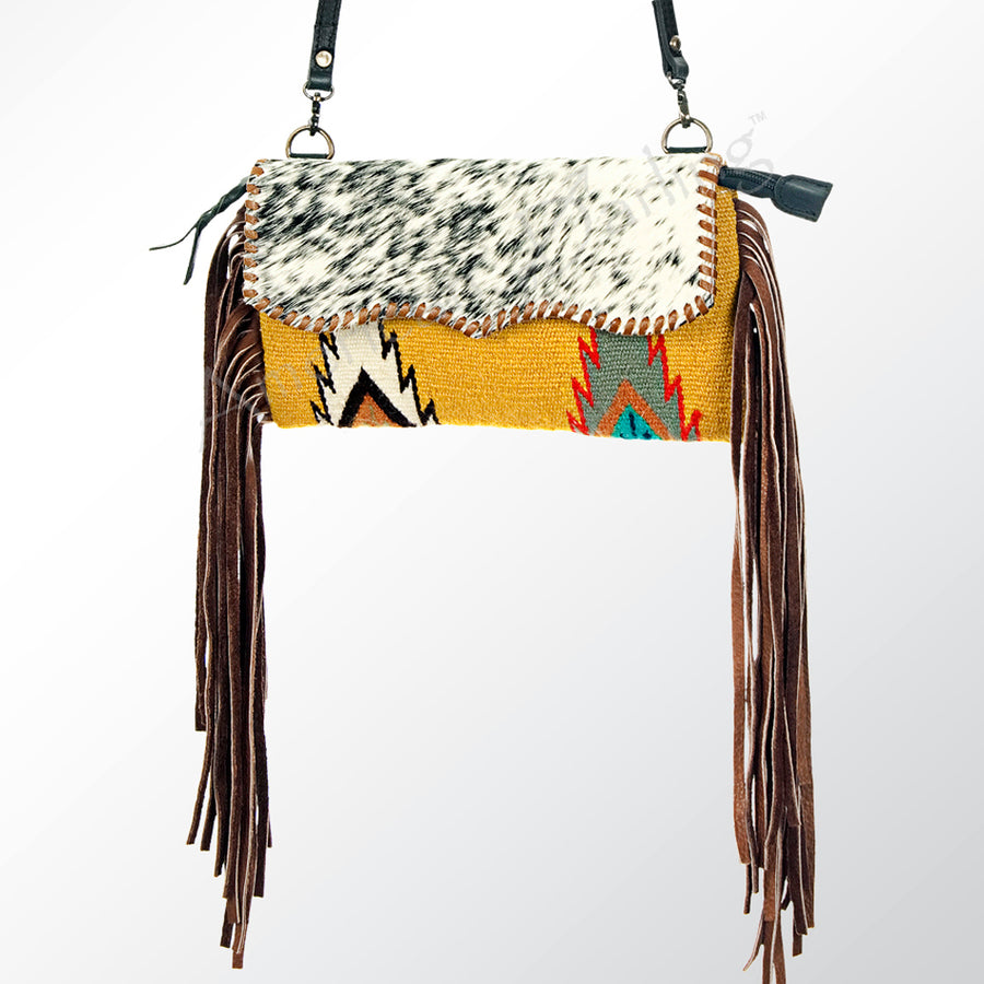 American Darling Western Leather Wristlet Bag with Hand Woven Saddle Blanket - Uhorse