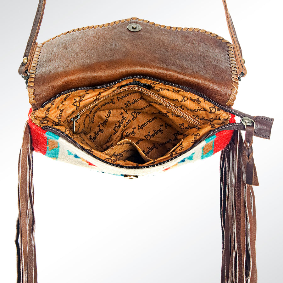 American Darling CrossBody Bag Saddle Blanket Fabric Genuine Leather Western Women Handbag Purse | for Cute Travel
