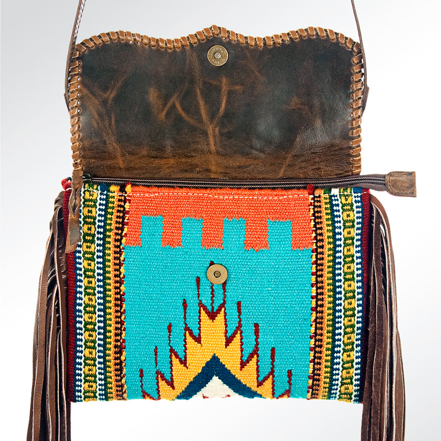 American Darling CrossBody Bag Saddle Blanket Fabric Genuine Leather Western Women Handbag Purse | for Cute Travel