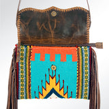 American Darling CrossBody Bag Saddle Blanket Fabric Genuine Leather Western Women Handbag Purse | for Cute Travel