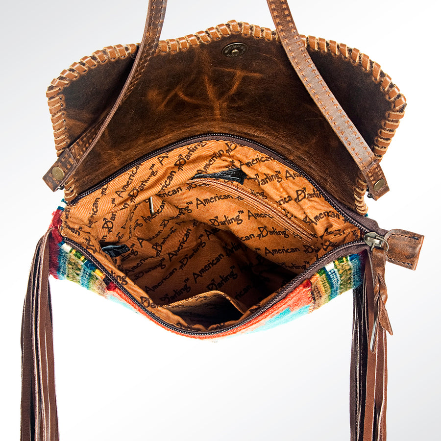 American Darling CrossBody Bag Saddle Blanket Fabric Genuine Leather Western Women Handbag Purse | for Cute Travel
