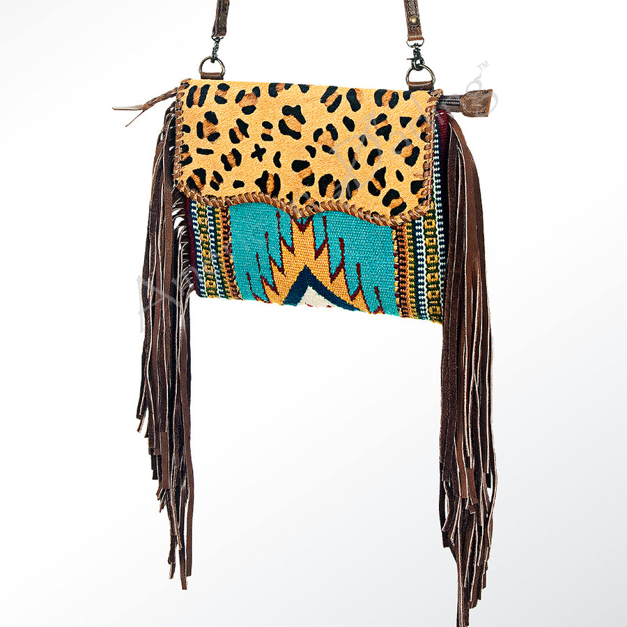 American Darling Handcrafted Western Cross body Bag with Saddle Blanket and Fringes - Uhorse