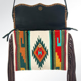American Darling CrossBody Bag Saddle Blanket Fabric Genuine Leather Western Women Handbag Purse | for Cute Travel