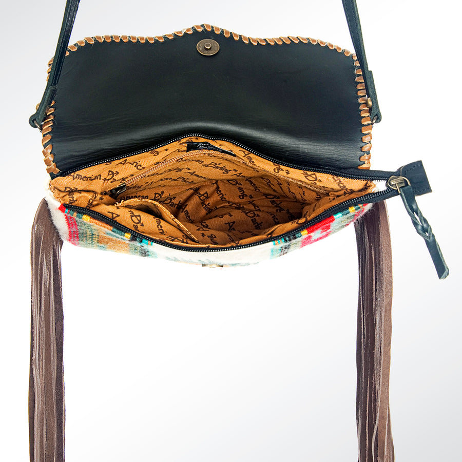 American Darling CrossBody Bag Saddle Blanket Fabric Genuine Leather Western Women Handbag Purse | for Cute Travel