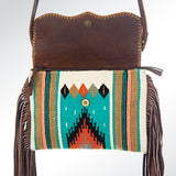 American Darling CrossBody Bag Saddle Blanket Fabric Genuine Leather Western Women Handbag Purse | for Cute Travel