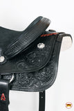 16 In Hilason Western Horse Ranch Roping American Leather Saddle Black