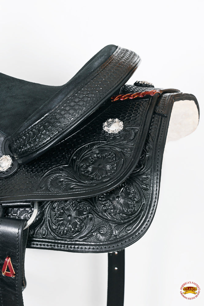 HILASON Western Horse Ranch Roping Roper American Leather Saddle Black