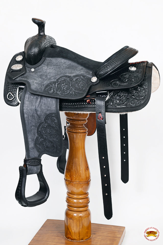16 In Hilason Western Horse Ranch Roping American Leather Saddle Black