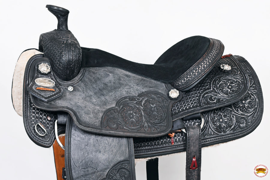HILASON Western Horse Ranch Roping Roper American Leather Saddle Black