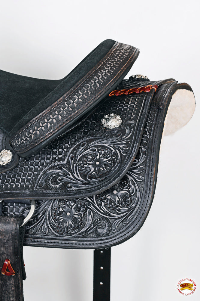 HILASON Western Horse Ranch Roping Roper American Leather Saddle Black