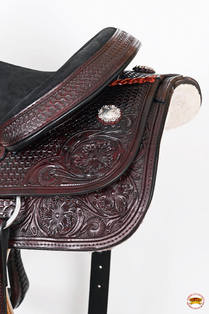 HILASON Western Horse Ranch Roping Roper American Leather Saddle Dark Brown