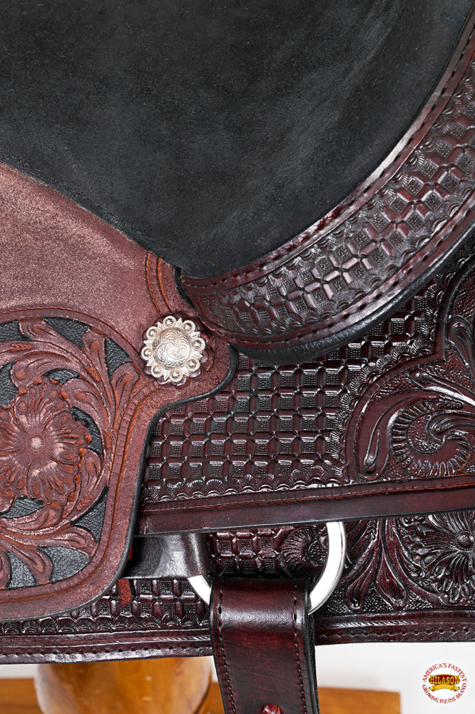 HILASON Western Horse Ranch Roping Roper American Leather Saddle Dark Brown