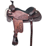 HILASON Western Horse Ranch Roping Roper American Leather Saddle Dark Brown - Uhorse