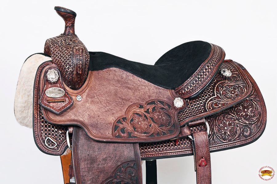 HILASON Western Horse Ranch Roping Roper American Leather Saddle Dark Brown
