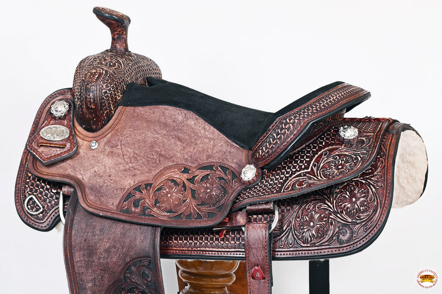 HILASON Western Horse Ranch Roping Roper American Leather Saddle Dark Brown