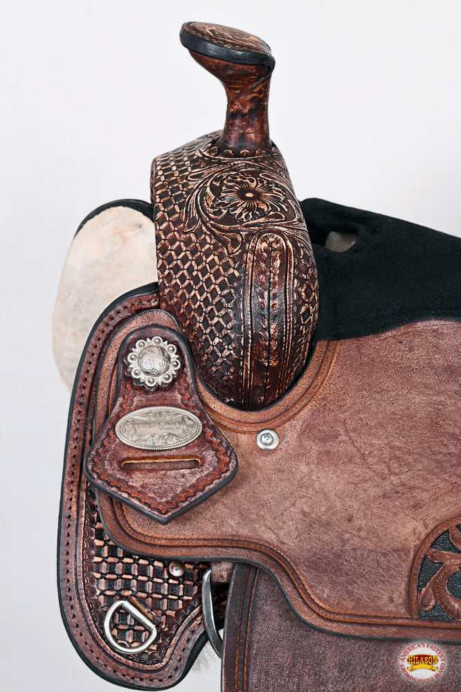 HILASON Western Horse Ranch Roping Roper American Leather Saddle Dark Brown