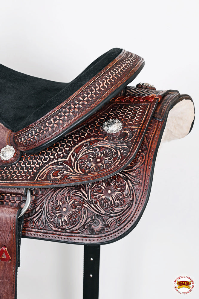 HILASON Western Horse Ranch Roping Roper American Leather Saddle Dark Brown