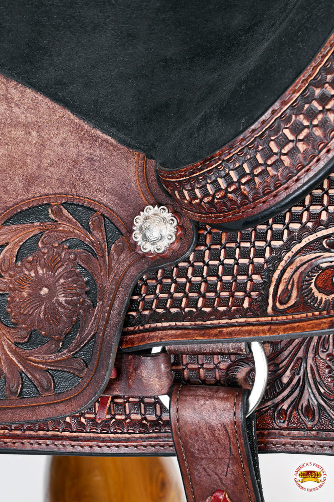 HILASON Western Horse Ranch Roping Roper American Leather Saddle Dark Brown