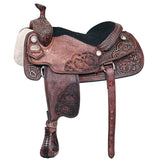 HILASON Western Horse Ranch Roping Roper American Leather Saddle Dark Brown - Uhorse