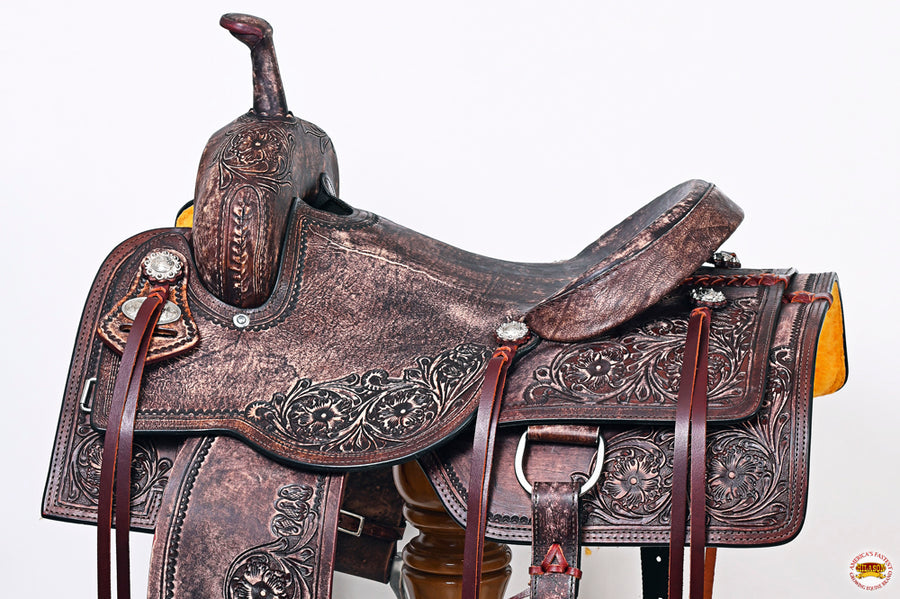 16 In HILASON Horse Cutting Cutter Trail Pleasure American Leather Saddle