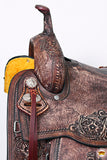 Hilason Western Horse Ranch Cutter American Leather Saddle Antique Brown