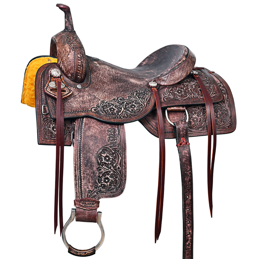 16 In HILASON Horse Cutting Cutter Trail Pleasure American Leather Saddle - Uhorse