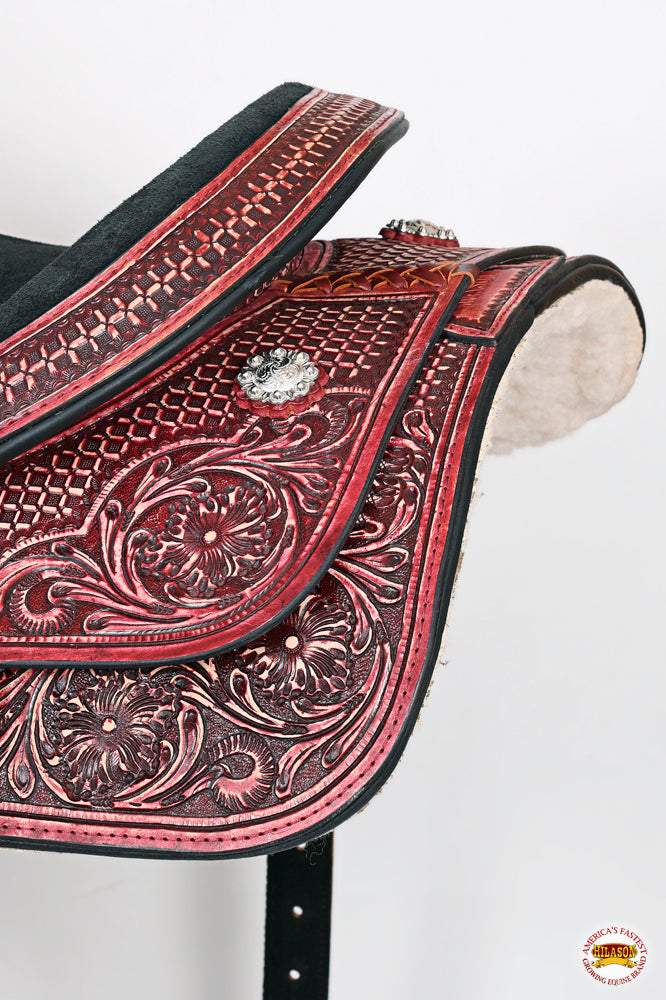 HILASON Western Horse Ranch Roping Roper American Leather Saddle Mahogany