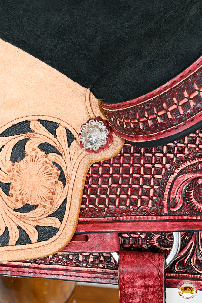HILASON Western Horse Ranch Roping Roper American Leather Saddle Mahogany