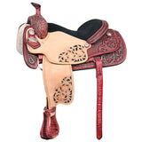 HILASON Western Horse Ranch Roping Roper American Leather Saddle Mahogany - Uhorse