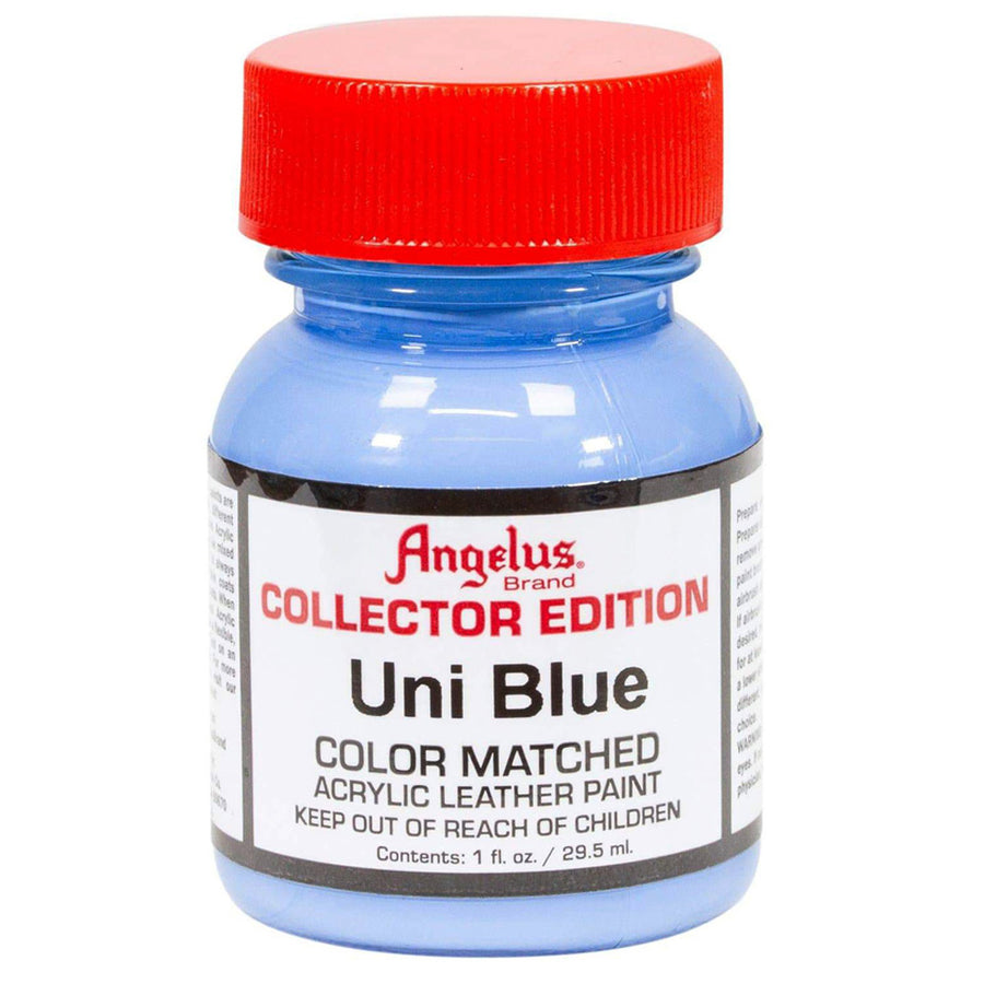 Blue acrylic leather paint bottle with red cap - Uhorse