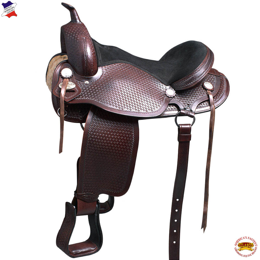 15 In Flex Tree Western Horse Saddle American Leather Barrel Trail and Pleasure Brown - Uhorse
