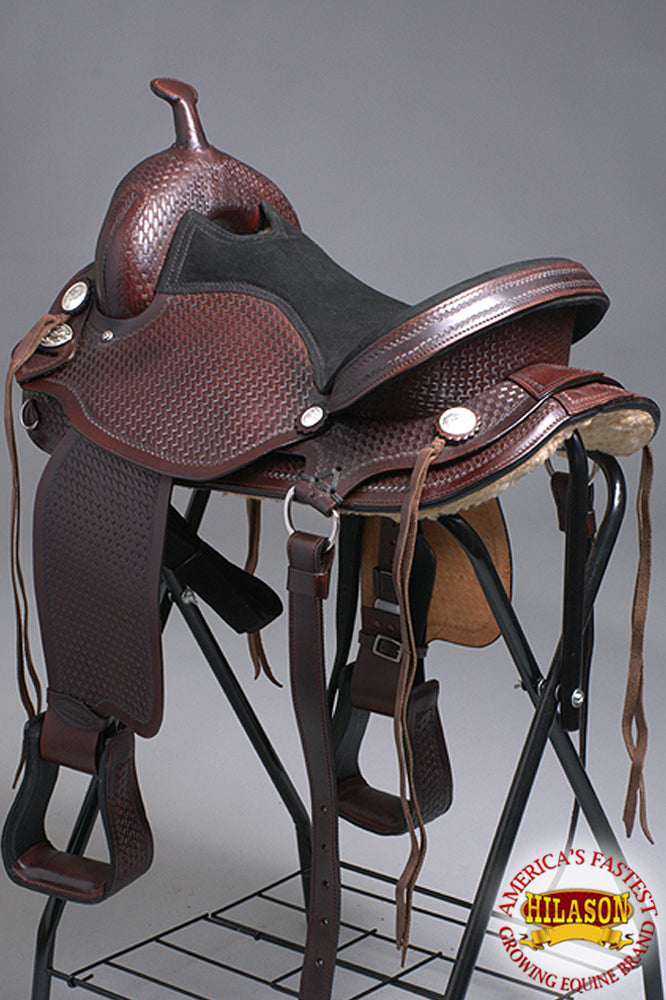Hilason Flex Tree Western Horse Saddle American Leather Barrel Trail & Pleasure Brown