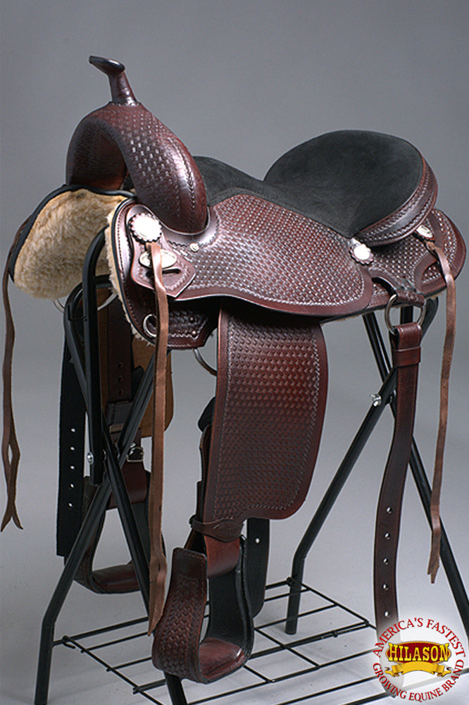 Hilason Flex Tree Western Horse Saddle American Leather Barrel Trail & Pleasure Brown