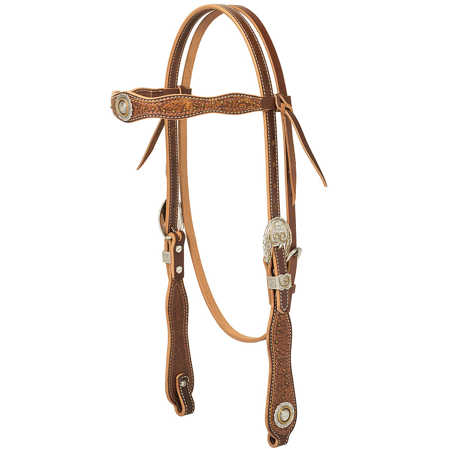 Horse Headstall Western Edge Browband Saddle Tan - Uhorse