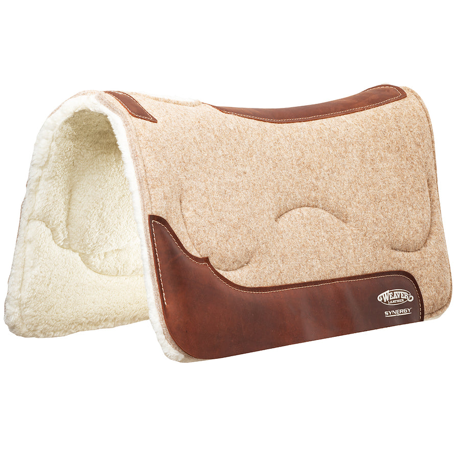 32X32 In Weaver H. Saddle Pad Synergy Contoured Wool Blend Felt Tan – by Hilason – Cowboy and equestrian accessories