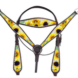 Hilason Western Horse Headstall Breast Collar American Leather Sunflower