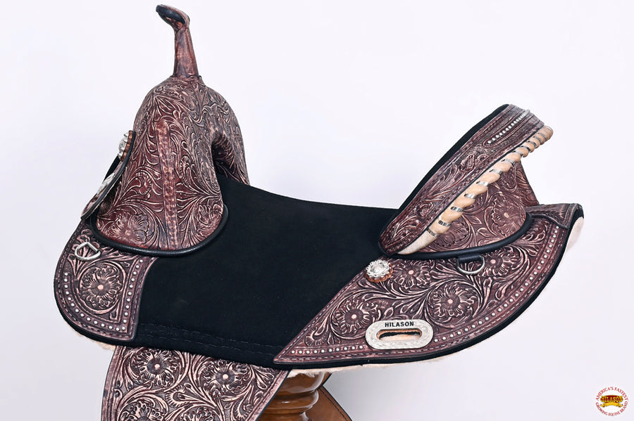 HILASON Western Horse Treeless Trail Barrel Saddle American Leather | for Horses