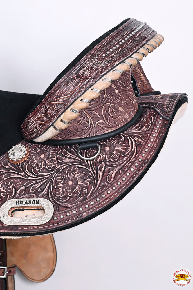 HILASON Western Horse Treeless Trail Barrel Saddle American Leather | for Horses