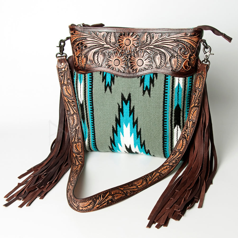 American Darling Cross Body Hand Tooled Saddle Blanket Genuine Leather Western Women Bag Handbag Purse | Crossbody - Uhorse