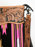 American Darling ADBGZ228 Signature Crossbody Hand Tooled Saddle Blanket Genuine Leather Women Bag Western Handbag Purse