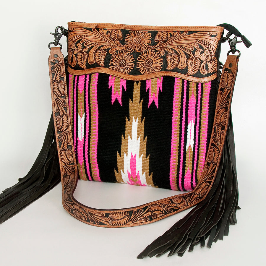 American Darling Cross Body Hand Tooled Saddle Blanket Genuine Leather Western Women Bag Handbag Purse | Crossbody - Uhorse