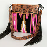 American Darling ADBGZ228 Signature Crossbody Hand Tooled Saddle Blanket Genuine Leather Women Bag Western Handbag Purse