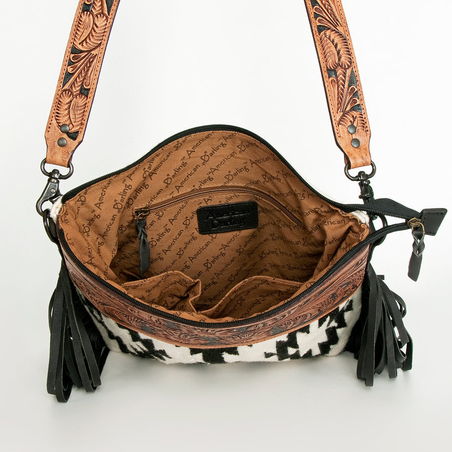 American Darling Signature Crossbody Hand Tooled Saddle Blanket Genuine Leather Western Women Bag Handbag Purse | for Cute