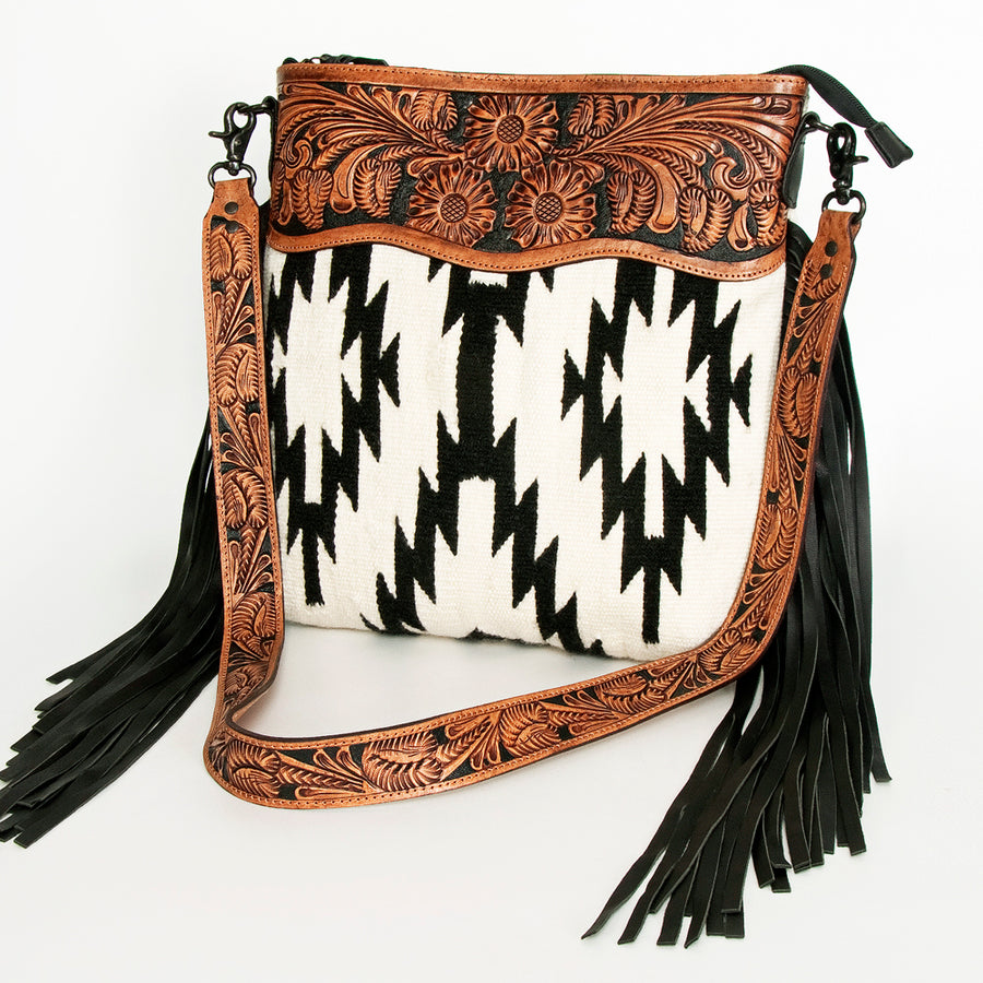 American Darling Signature Crossbody Hand Tooled Saddle Blanket Genuine Leather Western Women Bag Handbag Purse - Uhorse